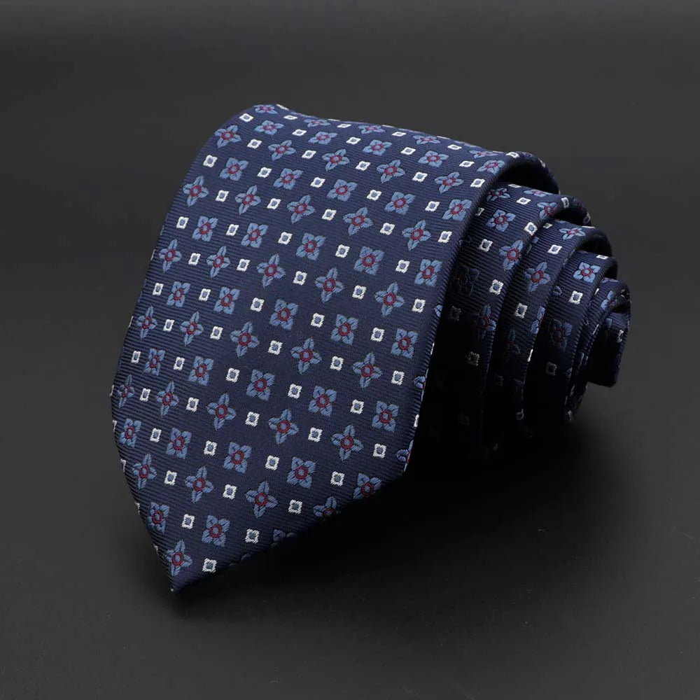 New Men's Tie Classic Solid Color Stripe Flower Floral 8cm Jacquard Necktie Accessories Daily Wear Cravat Wedding Party Gift