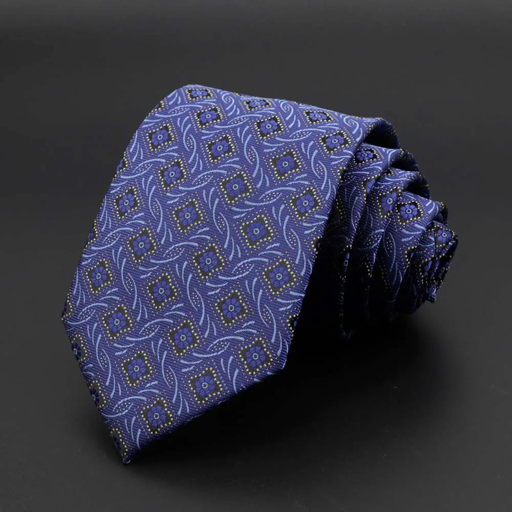New Men's Tie Classic Solid Color Stripe Flower Floral 8cm Jacquard Necktie Accessories Daily Wear Cravat Wedding Party Gift