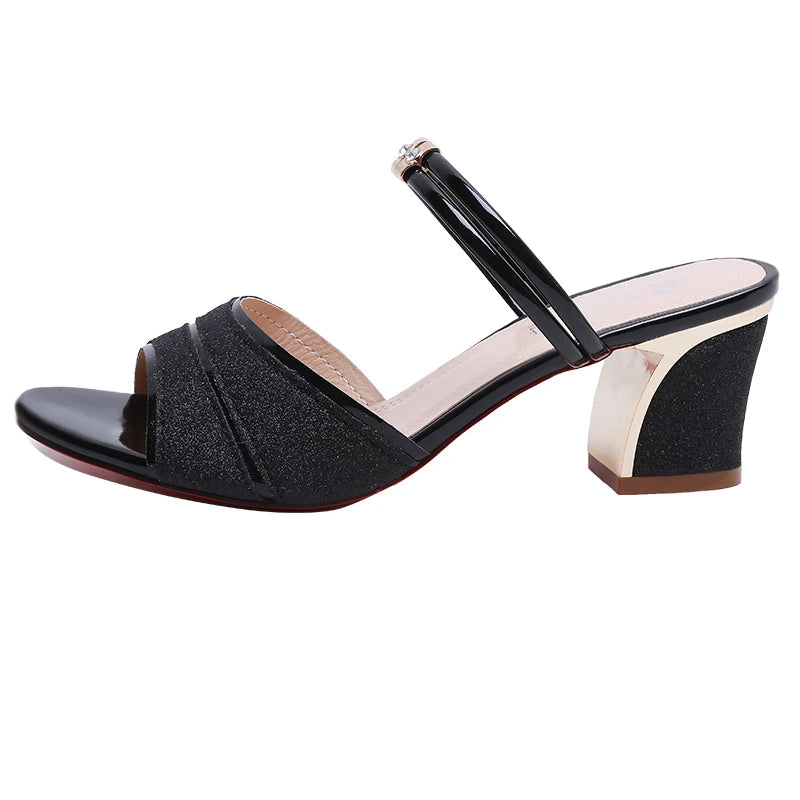 2024 New fashion Women's sandals Word Buckle High Heels Summer New Fish Mouth Sexy Sandals Women's Shoes Gold