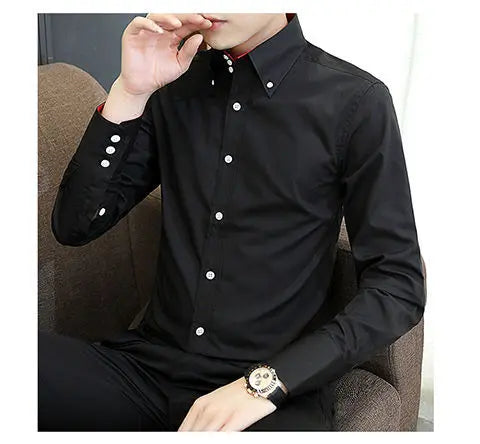 Mens Dress Shirts Spring and Autumn High Quality Long Sleeve Shirt Male Korean Slim Fit Business White Collared Shirt Oversized