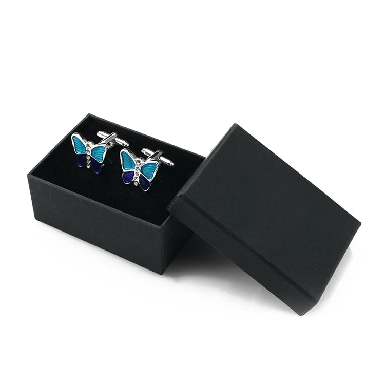 Mens high quality crystal cuff links wedding groom gifts for Free shipping blue butterfly Cufflinks Man shirt cuffs cufflink