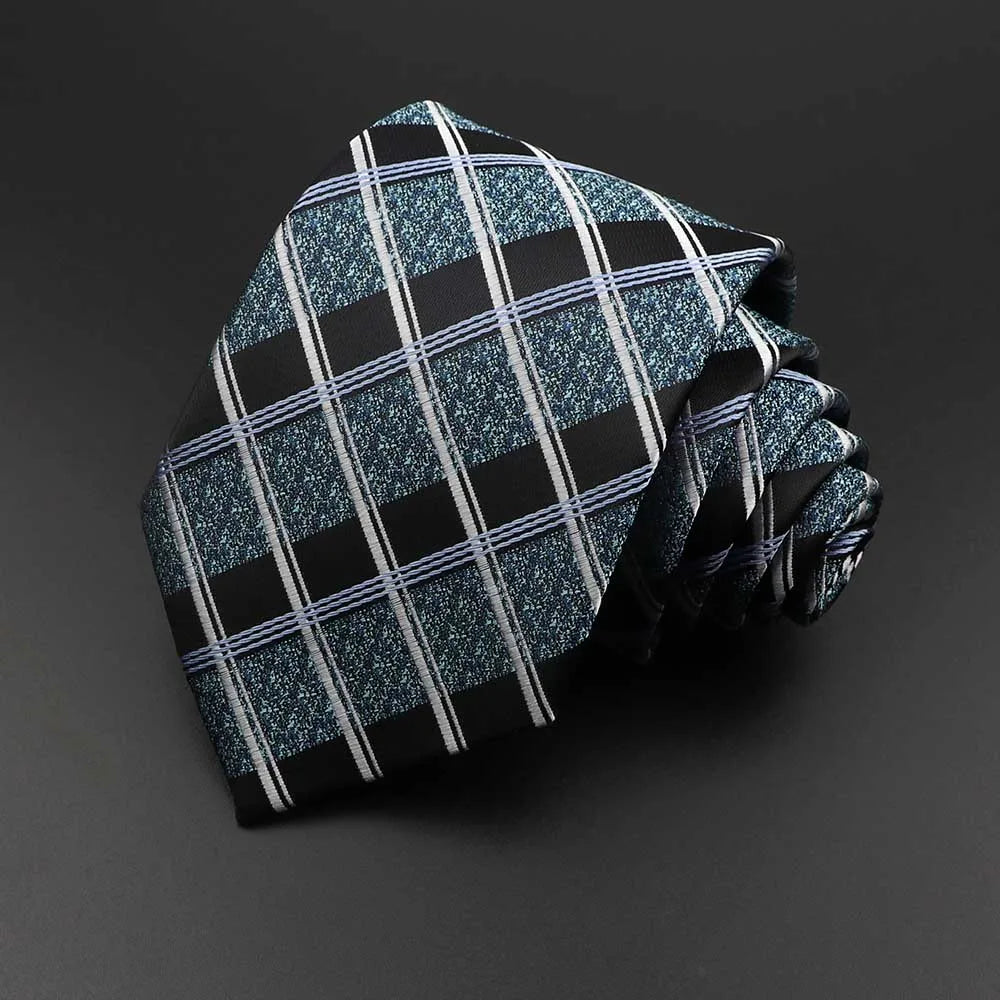 New Men's Tie Classic Solid Color Stripe Flower Floral 8cm Jacquard Necktie Accessories Daily Wear Cravat Wedding Party Gift
