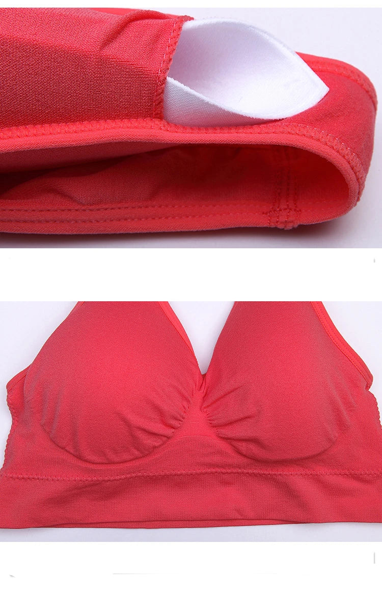 Women Wireless Sports Bra Fitness Running Vest Gym Workout Underwear Padded Tops Bralette Breathable Brassiere Push Up Bras