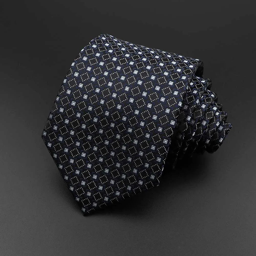 New Men's Tie Classic Solid Color Stripe Flower Floral 8cm Jacquard Necktie Accessories Daily Wear Cravat Wedding Party Gift