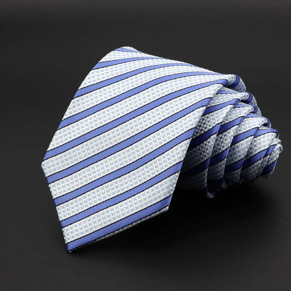 New Men's Tie Classic Solid Color Stripe Flower Floral 8cm Jacquard Necktie Accessories Daily Wear Cravat Wedding Party Gift