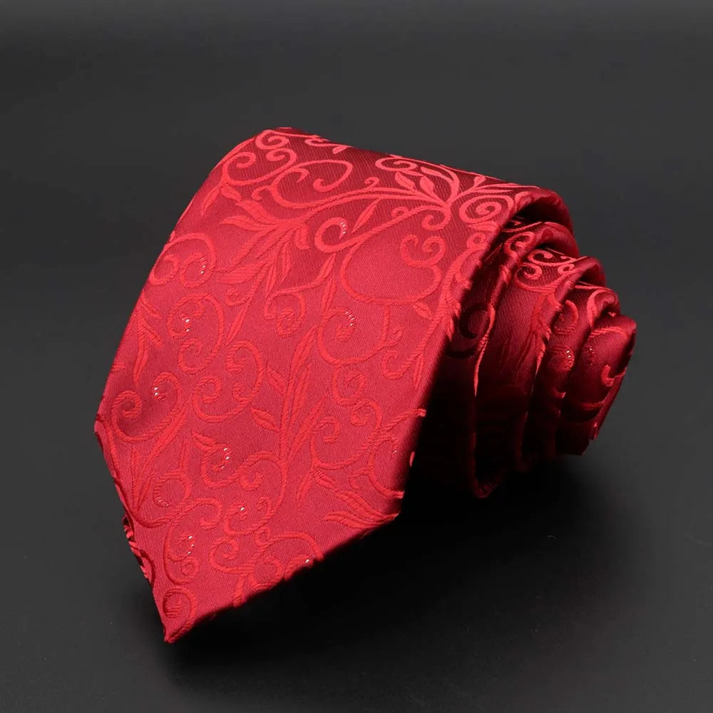New Men's Tie Classic Solid Color Stripe Flower Floral 8cm Jacquard Necktie Accessories Daily Wear Cravat Wedding Party Gift