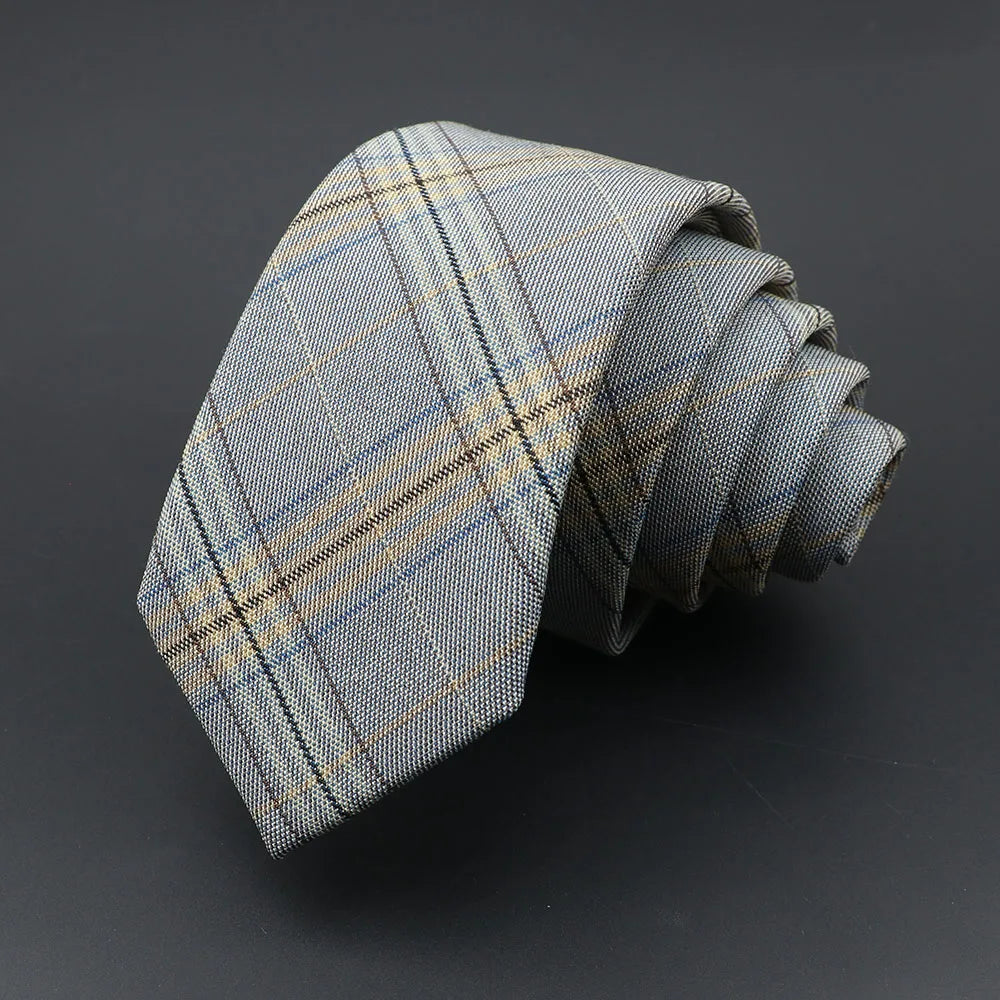 Mens Ties Classic Jacquard Striped Plaid Necktie 6cm Skinny Neckties Polyester Narrow Collar Suit Shirt Tie Accessories Gift