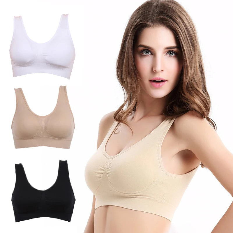 3pcs/set sexy active bra With removable Pad Seamless push up women plus size underwear wireless fitness body shape Bra