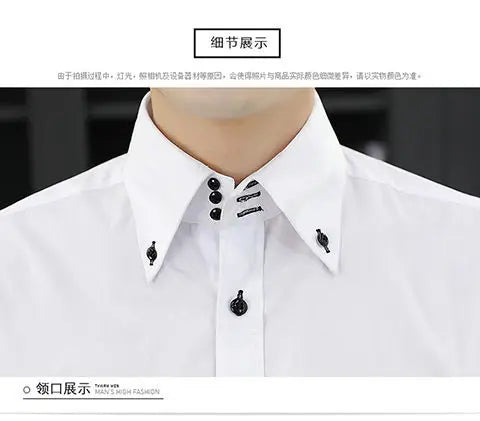 Mens Dress Shirts Spring and Autumn High Quality Long Sleeve Shirt Male Korean Slim Fit Business White Collared Shirt Oversized