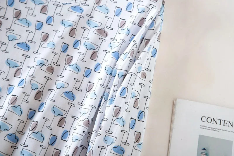 Spring Autumn Female Casual Loose Cartoon Night Dress Ladies 100% Cotton Nightgown Women Long Sleeve Sleepshirts Home Dress