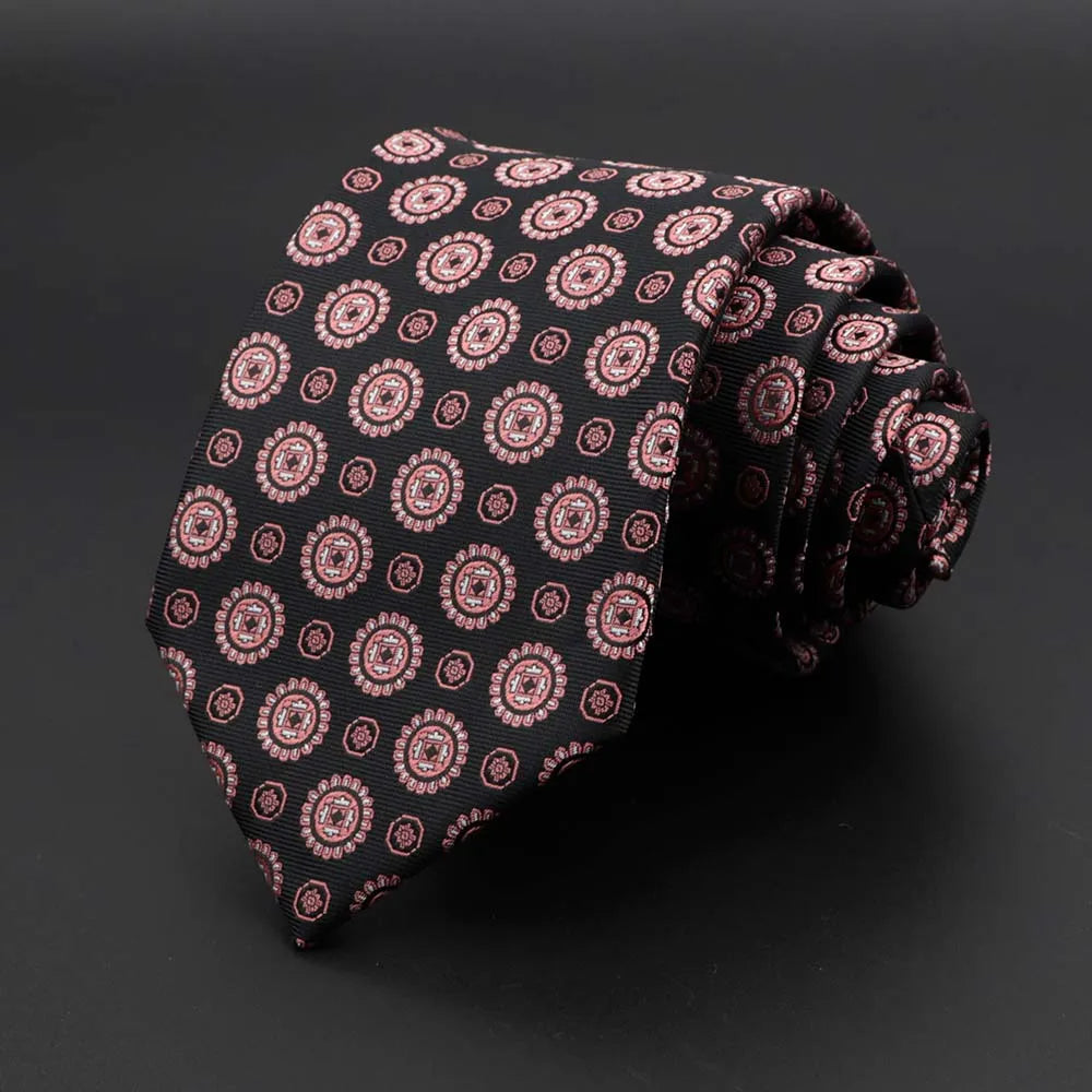 New Men's Tie Classic Solid Color Stripe Flower Floral 8cm Jacquard Necktie Accessories Daily Wear Cravat Wedding Party Gift