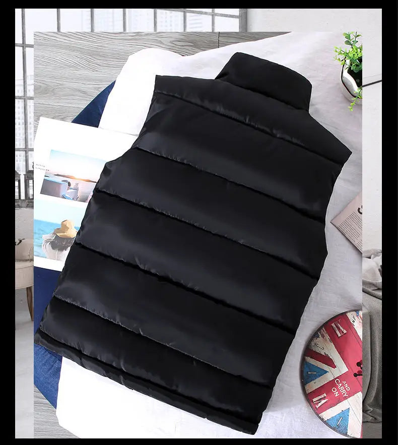 White Vest Jacket Men Slim Fit Stand Collar Sleeveless Puffer Jackets Spring Autumn Casual Waistcoat Men Warm Coat 2023 Trends