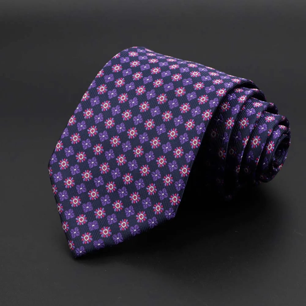 New Men's Tie Classic Solid Color Stripe Flower Floral 8cm Jacquard Necktie Accessories Daily Wear Cravat Wedding Party Gift