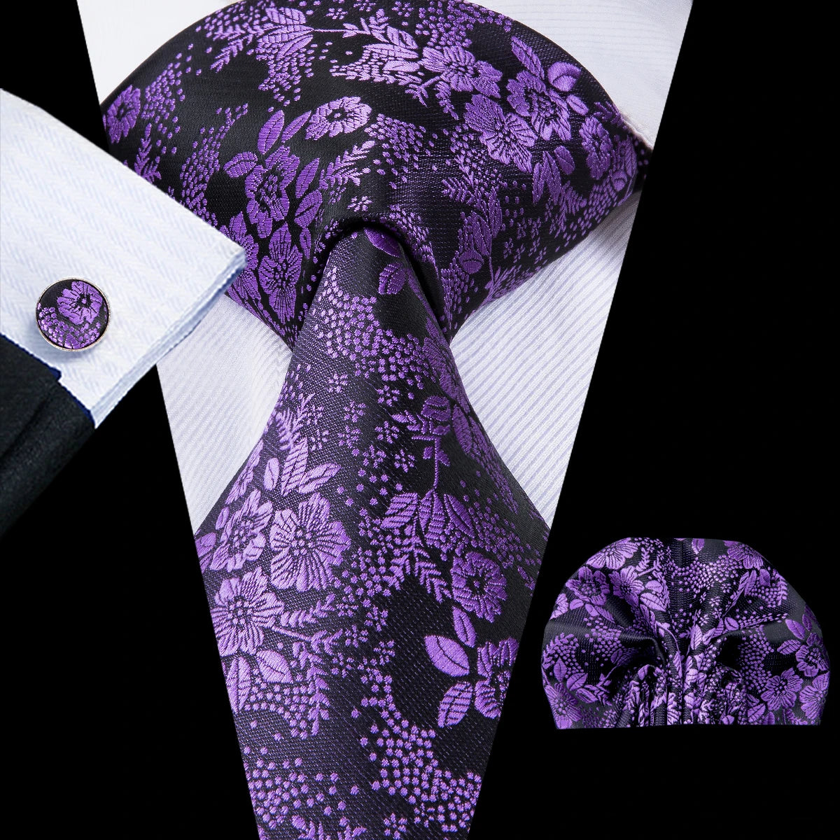 Hi-Tie Light Purple Solid Silk Wedding Tie For Men Quality Hanky Cufflink Gift Necktie Set Fashion Novelty Designer Dropshipping