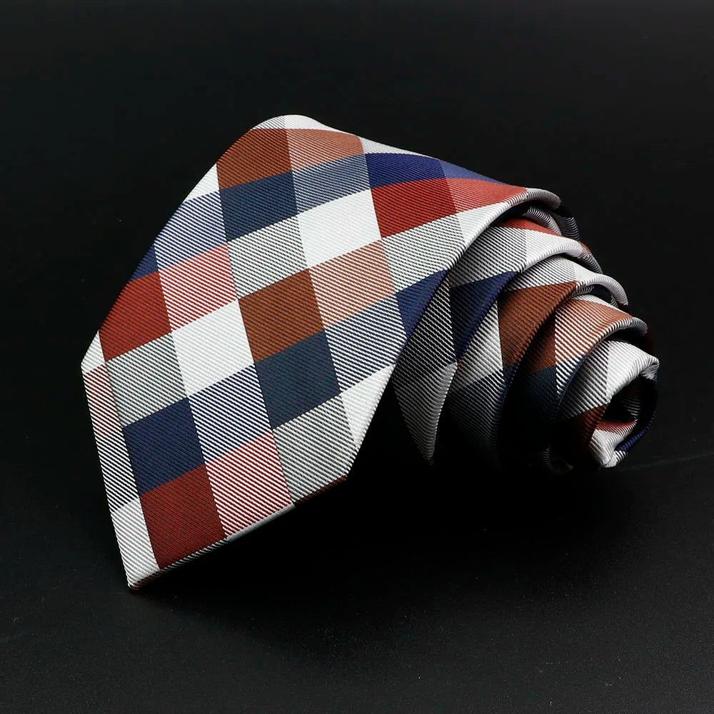 New Men's Tie Classic Solid Color Stripe Flower Floral 8cm Jacquard Necktie Accessories Daily Wear Cravat Wedding Party Gift