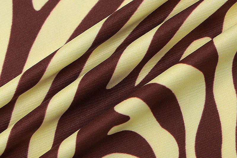 Shestyle Zebra Print Yellow Pencil Long Dresses Women V Neck Corss Hollow OUt Bandage Sexy Bodycon Party Wear Christmas Outfit