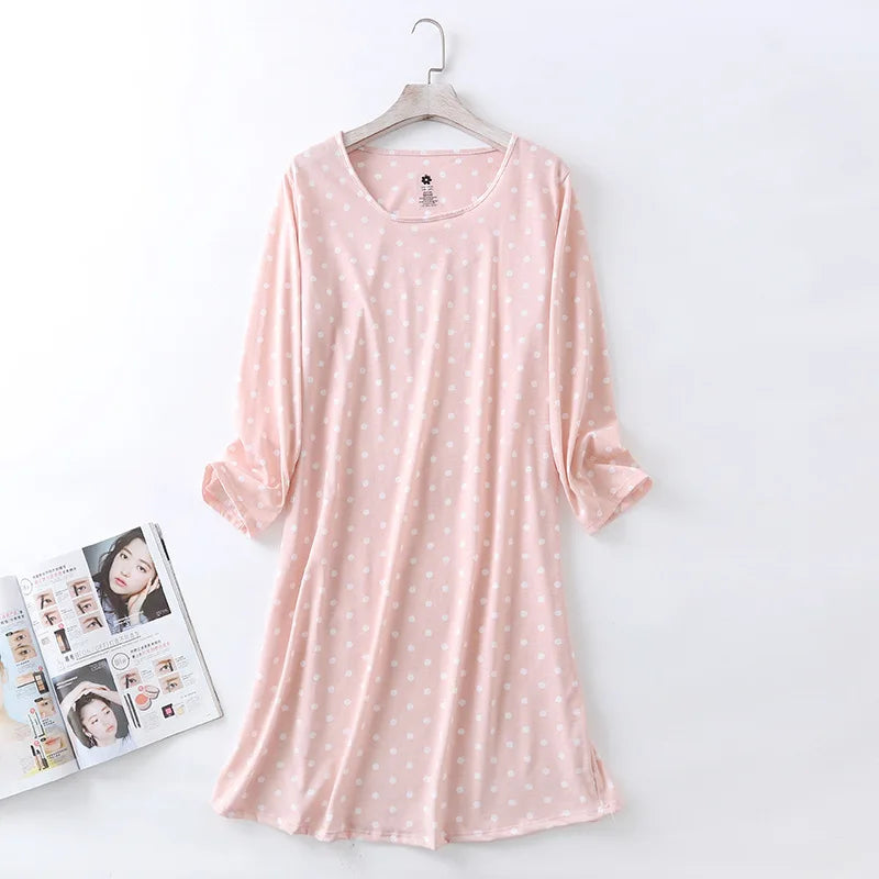 Spring Summer Women Casual Night Dress 100% Cotton Nightgown Female Lounge Long Sleepshirt Plus Size Dresses Vestidos feminino