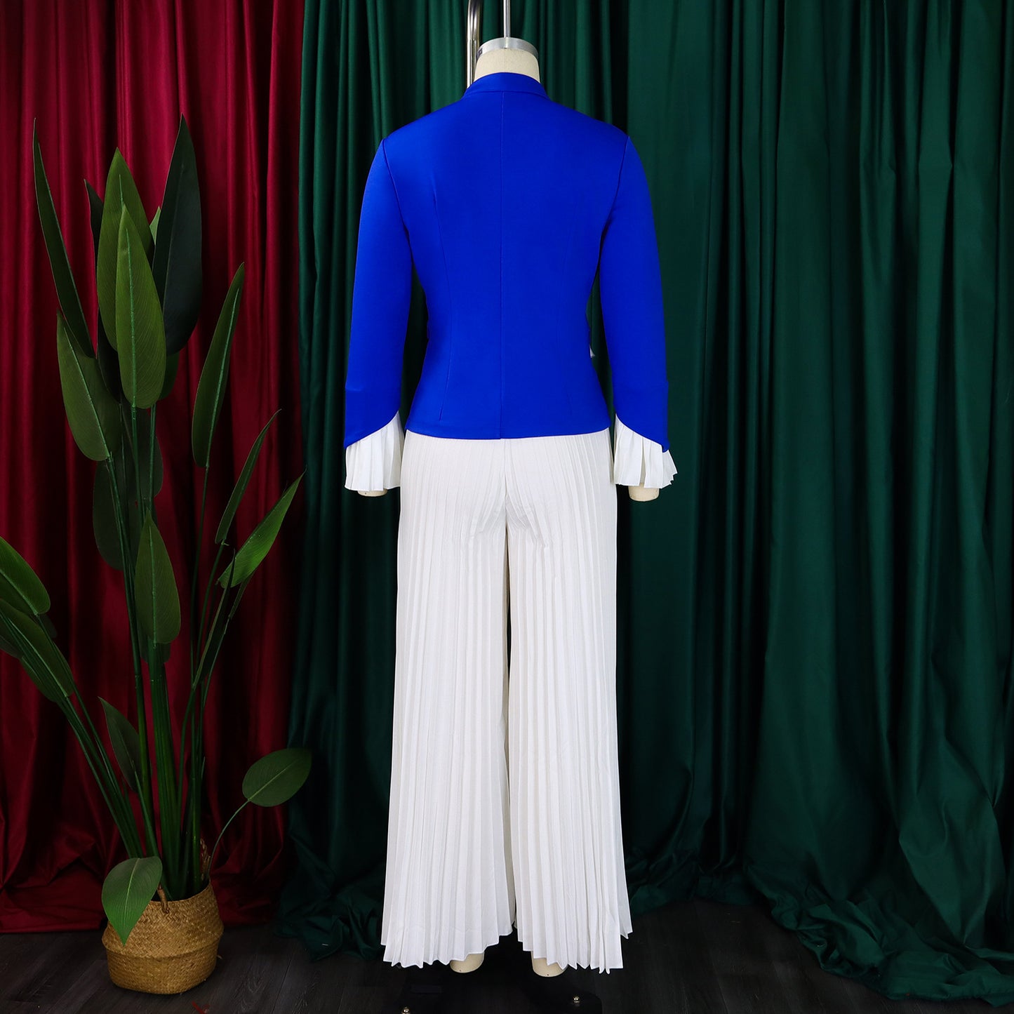 CM.YAYA Women's Set Full Flare Sleeve Button Blazer Shirt + Pleated Long Pants Suit Streetwear Two 2 Piece Set Africa OL Outfits