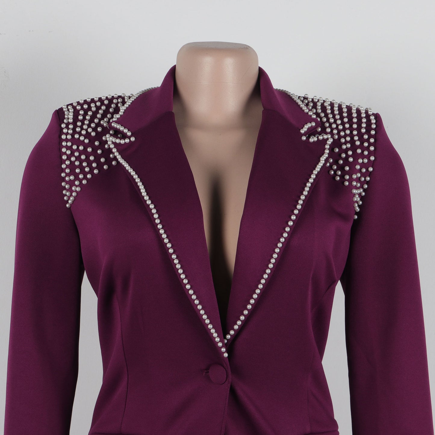 CM.YAYA Fashion Pearl Splicing Women's Set Long Sleeve Blazer and Wide Leg Pants Suit 2024 Winter OL Fall Two 2 Piece Set Outfit