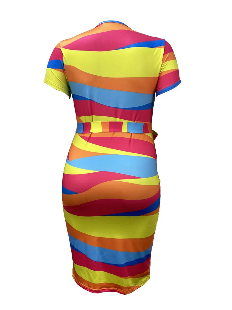 Wmstar Plus Size Dresses for Women Clothing 5xl Short Sleeve Bodycon Casual Bandage Maxi Dress Wholesale Dropshipping 2024