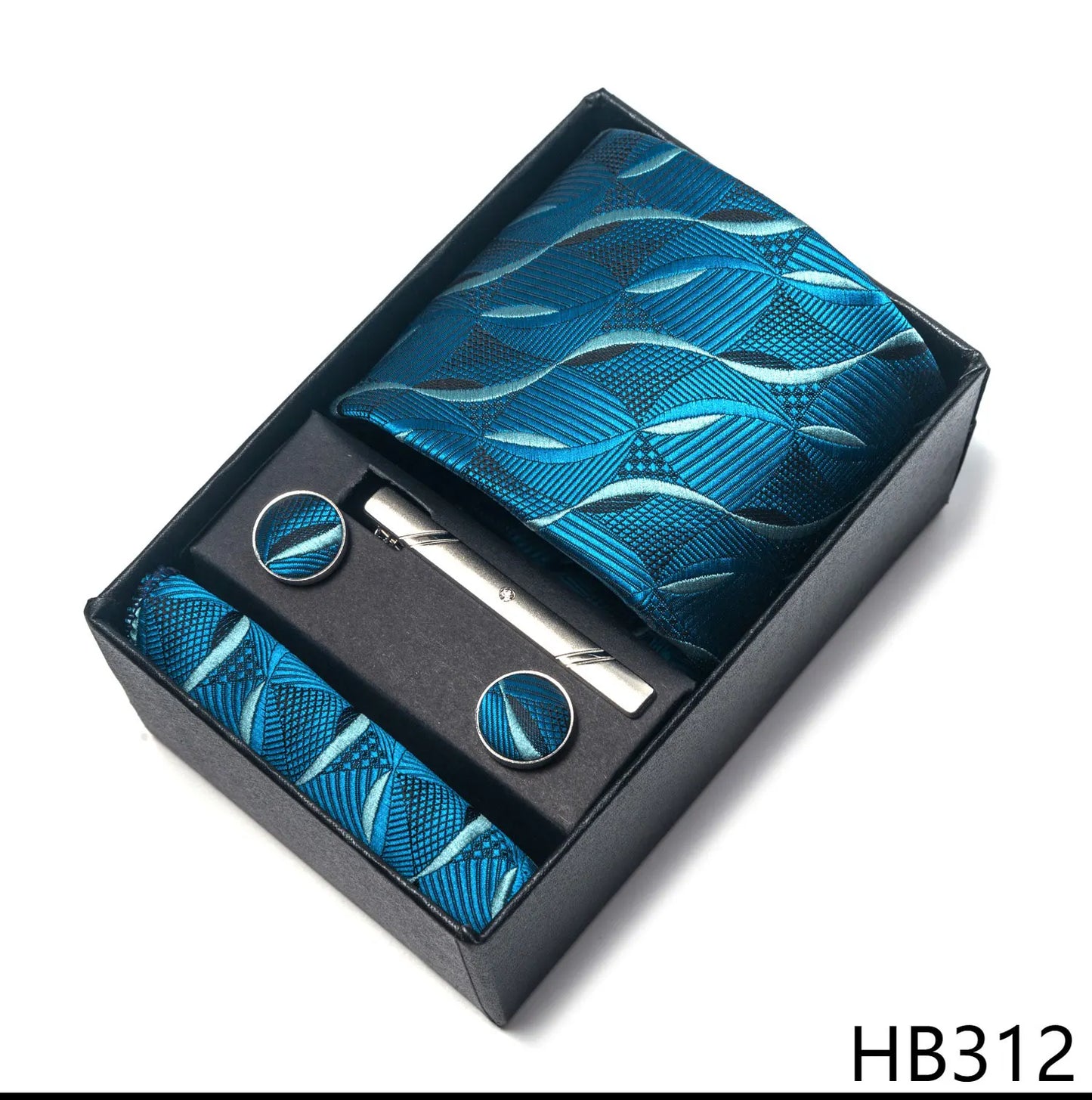 Luxury Brand 8 cm Tie Handkerchief Cufflink Clip Set For Men Wedding Gravata Suit Accessories Holiday Gift Box