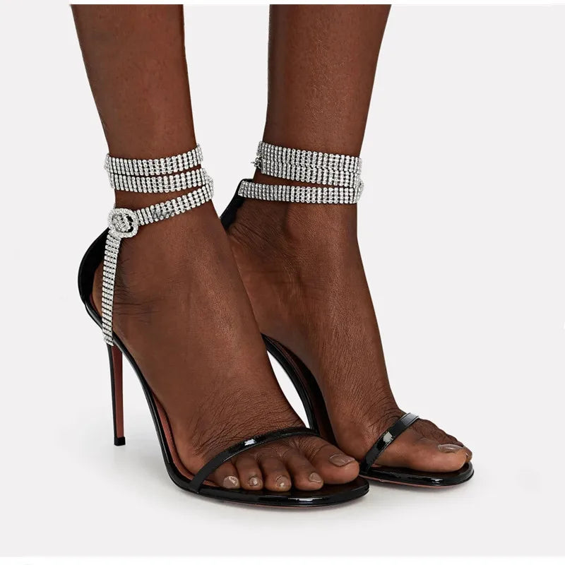 Clearance!!! Luxury Rhinestones Transparent PVC High quality Women Pumps Sandals Fashion Summer Stiletto High heels Party Shoes