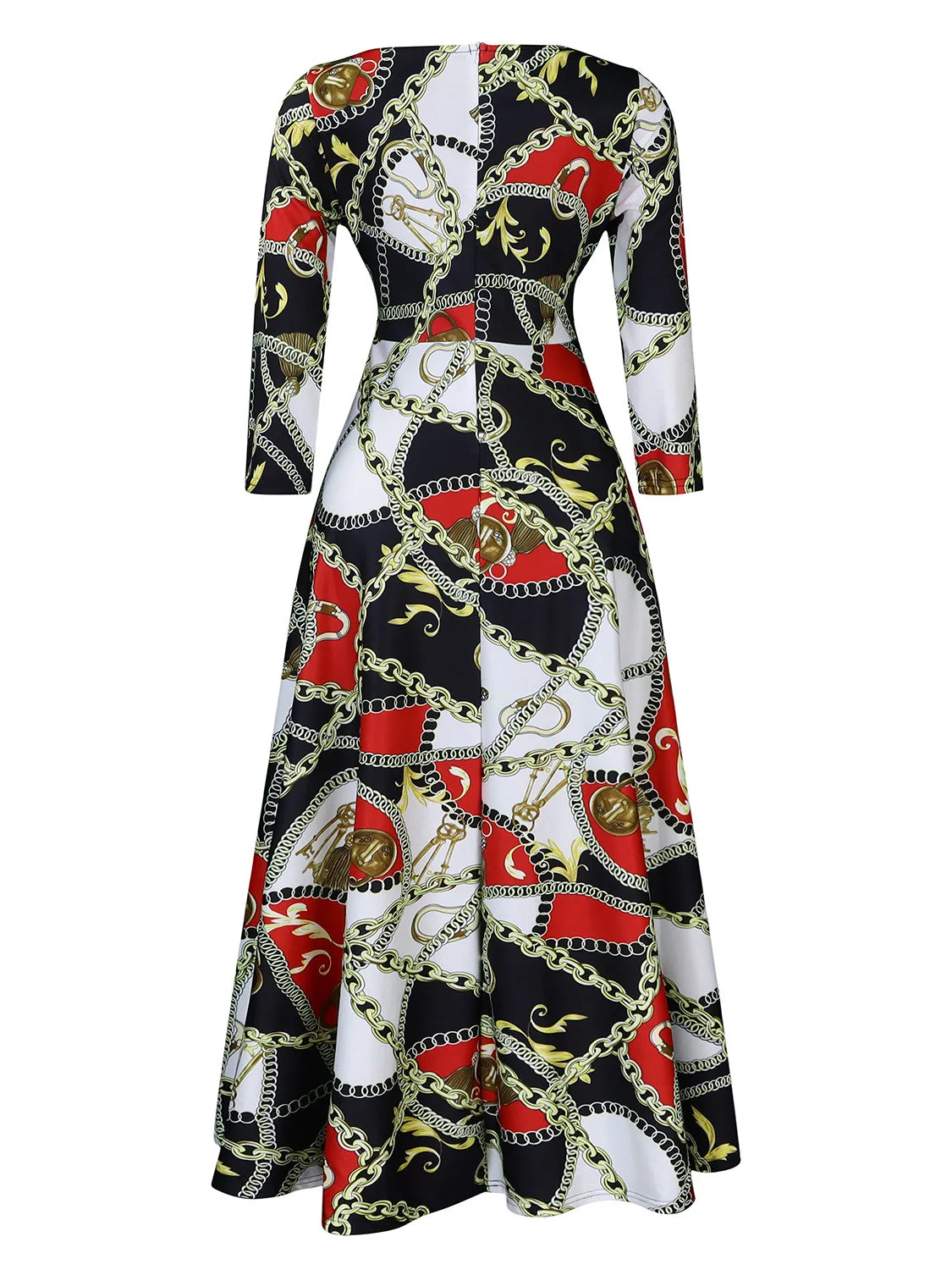Women's 2024 Autumn New Style Fashionable Elegant Temperament Fashionable Printed Strap Waist Large Skirt Large Size Dress