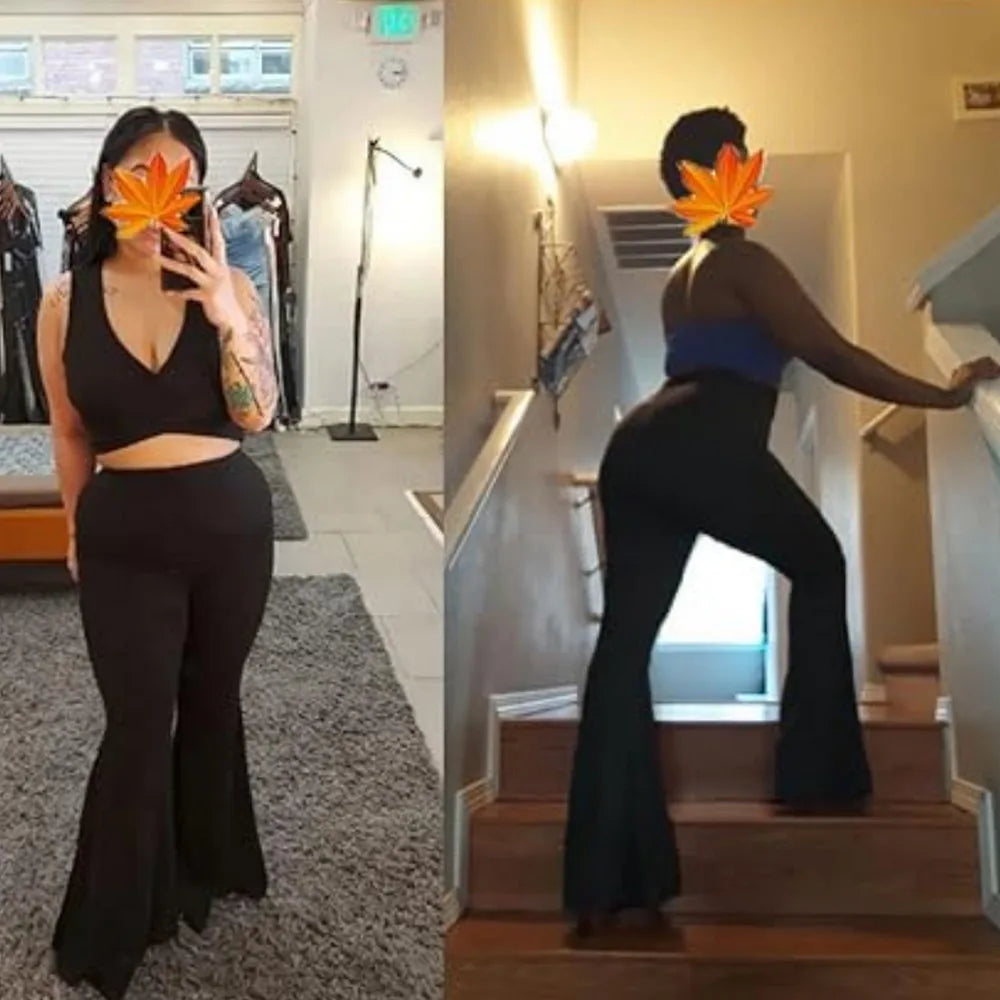 Bell Bottom Flared Pants High Waisted Yoga Leggings Stretchy Bootcut Wide Leg Push Up Butt Lift Legging Petite to Plus