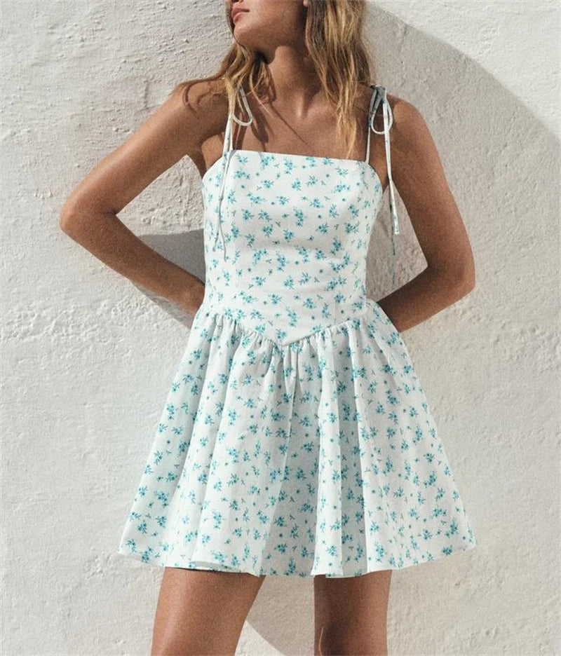 Women's Dresses Spring 2025 New Floral Print Mini Dress Sexy Suspenders Fresh and Sweet Girl Summer Mint Cool 4661382