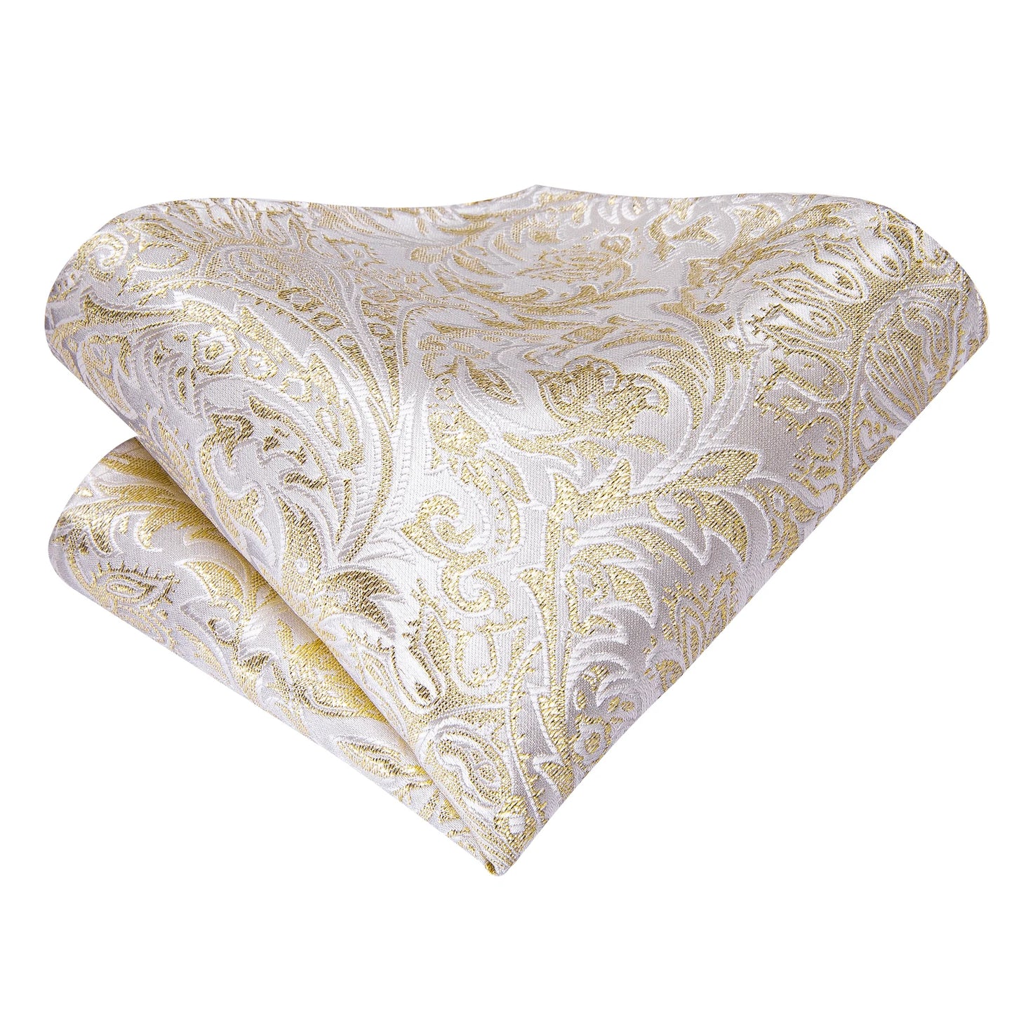 Hi-Tie Champagne Gold-color Silk Mens Elegant Ties Fashion Mens Necktie Pocket Square Cufflinks Set Business Party Wedding