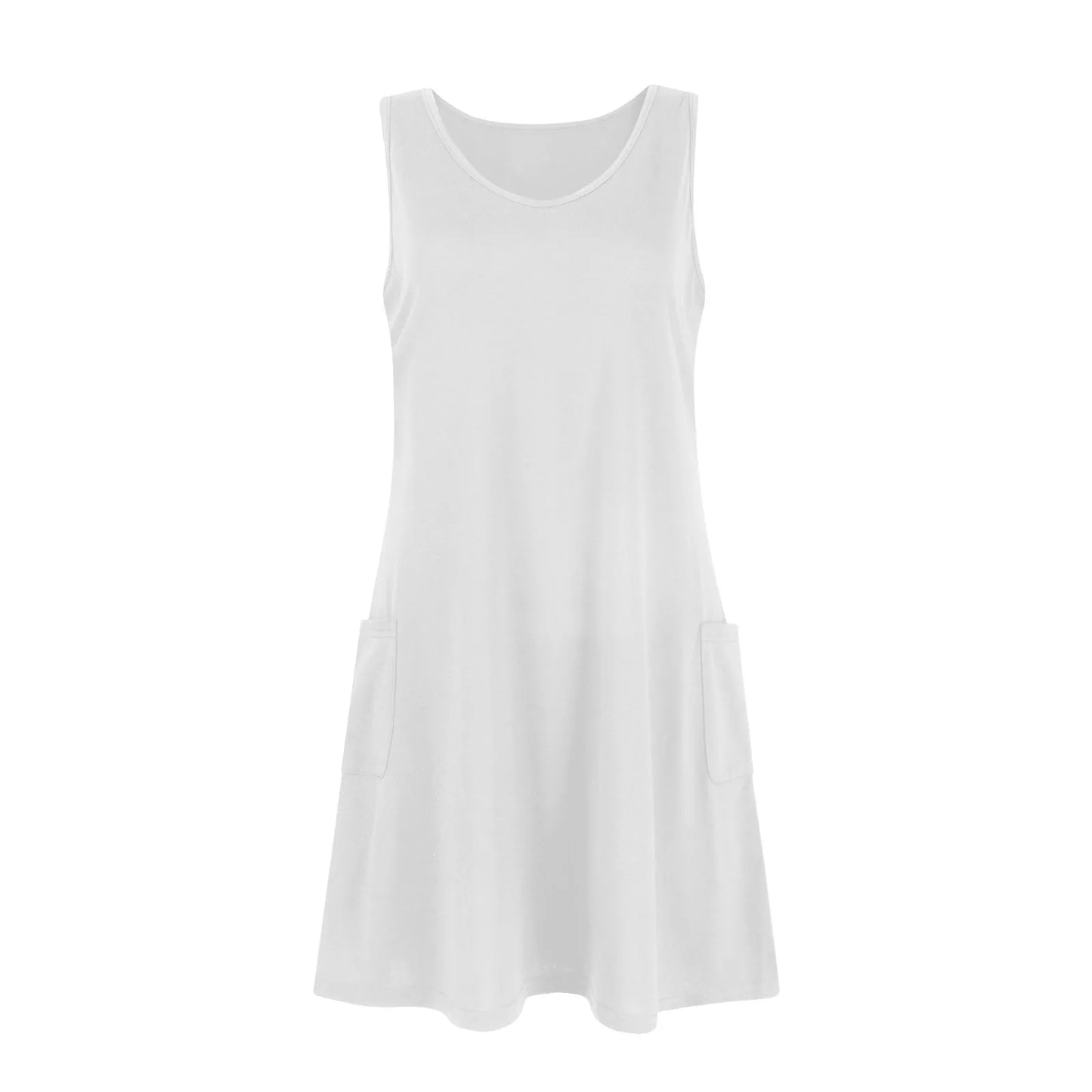 Womens Summer Dresses Plain Loose V Neck Sleeveless Sundresses Swimsuit Coverup With Pockets Vestidos Para Mujer платье женское