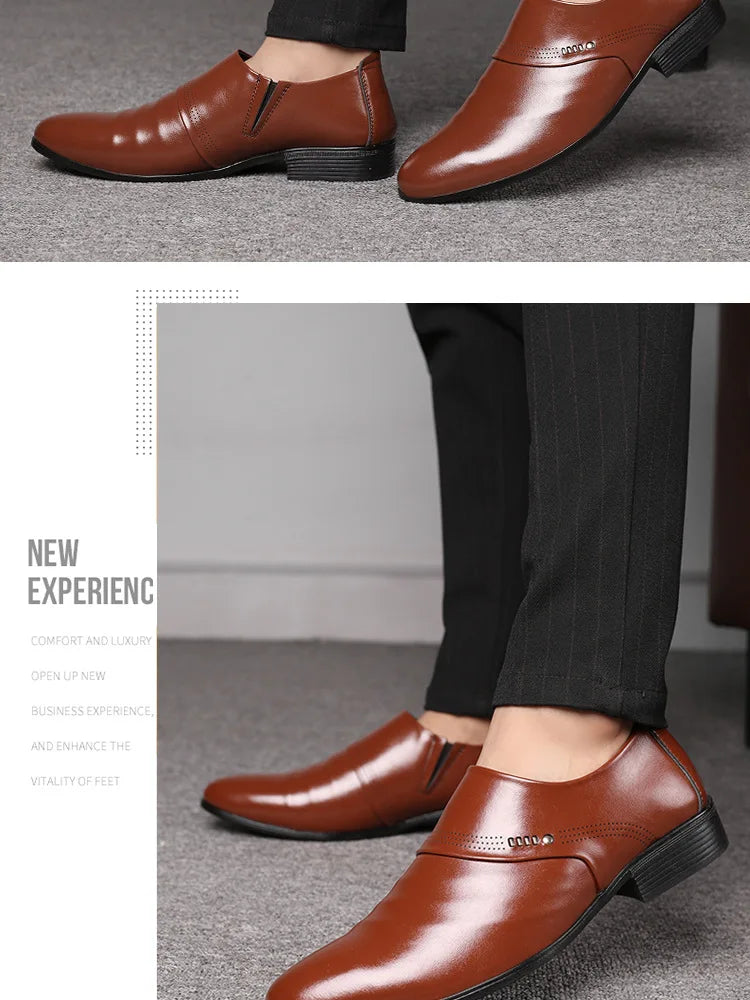 Zapatos Spring Men Leather Shoe Carved Business Formal Dress British Style Large Size Men Shoe Hollowed Out Perforated Men Shoes
