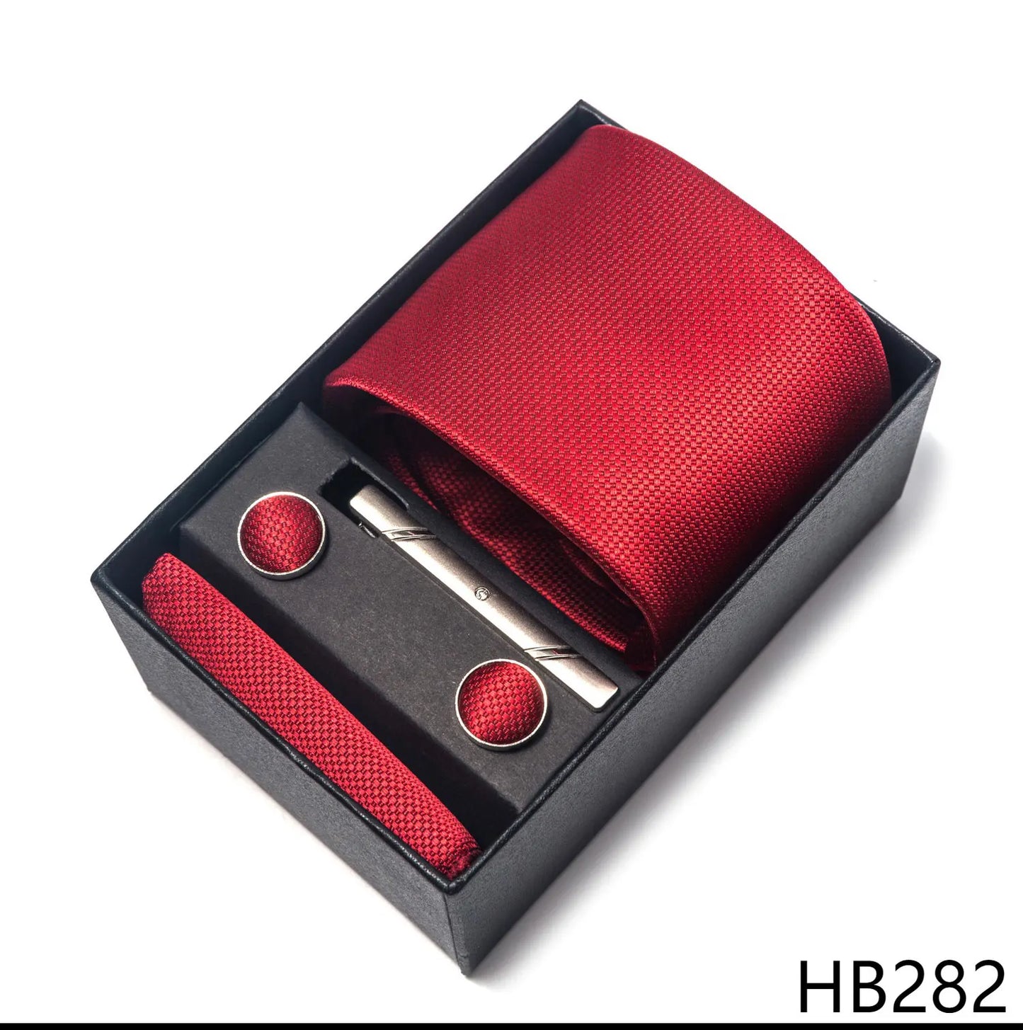 Luxury Brand 8 cm Tie Handkerchief Cufflink Clip Set For Men Wedding Gravata Suit Accessories Holiday Gift Box