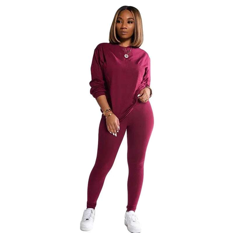 two piece set women 2 piece set stacked leggings clothes for women outfits stacked pants tracksuit female fall clothes 2024