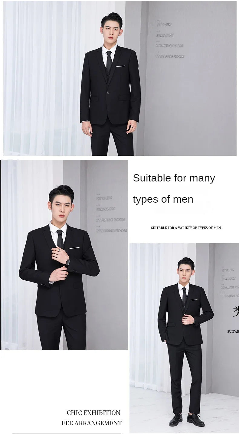 Suit For Men Elegant Wedding 3 Pieces 2 Sets Blazers Full Jackets Vest Pants Formal Fashion Luxury Coats 2025 Classic Costume