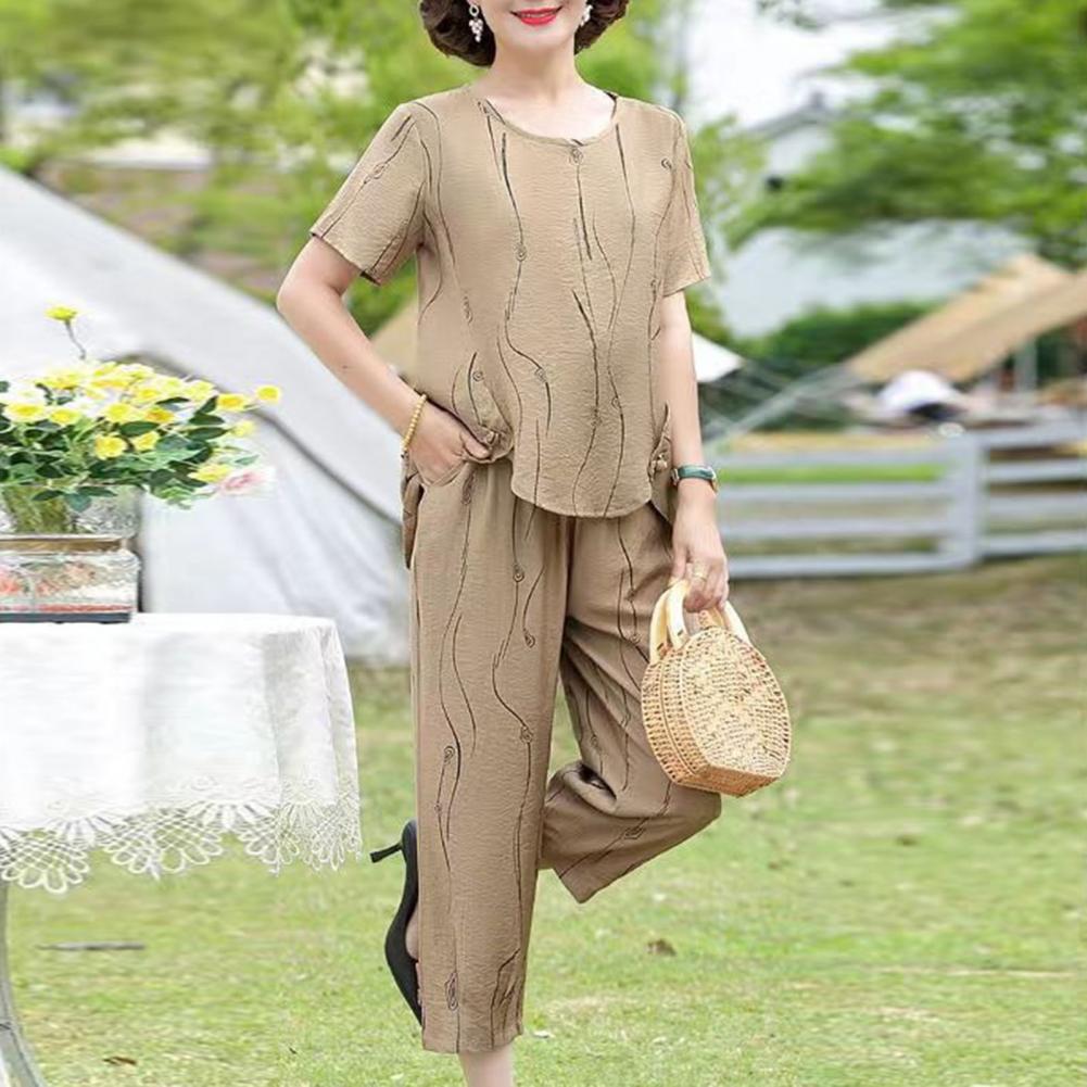 2023 Summer Women's Trousers Suit Pastoral Fashion Loose Short Sleeve Two Piece Suit Striped Cotton Linen Wild T-shirt Pant Sets