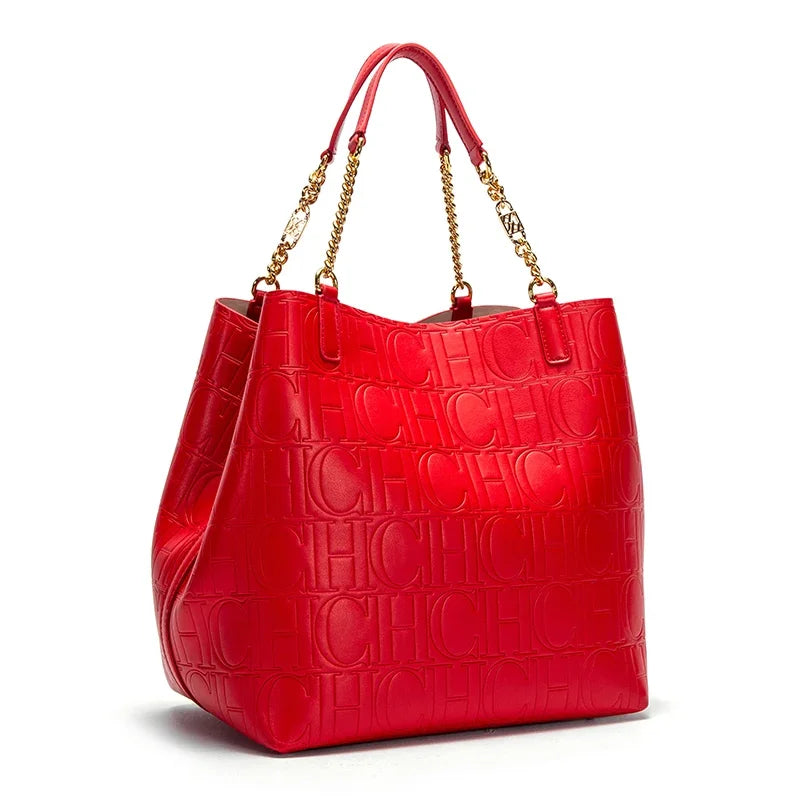 CH Superior Sense of Solid Colour Simple Style Ladies Large Capacity Tote Bag Daily Commuting Fashion Style Ladies Versatile