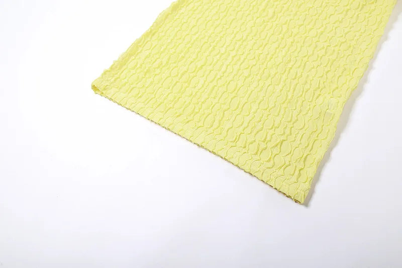 ANJAMANOR Halter Backless Maxi Summer Dresses for Women 2023 Sexy Beach Vacation Outfits Yellow Frilled Slit Long Dress D96-BH26