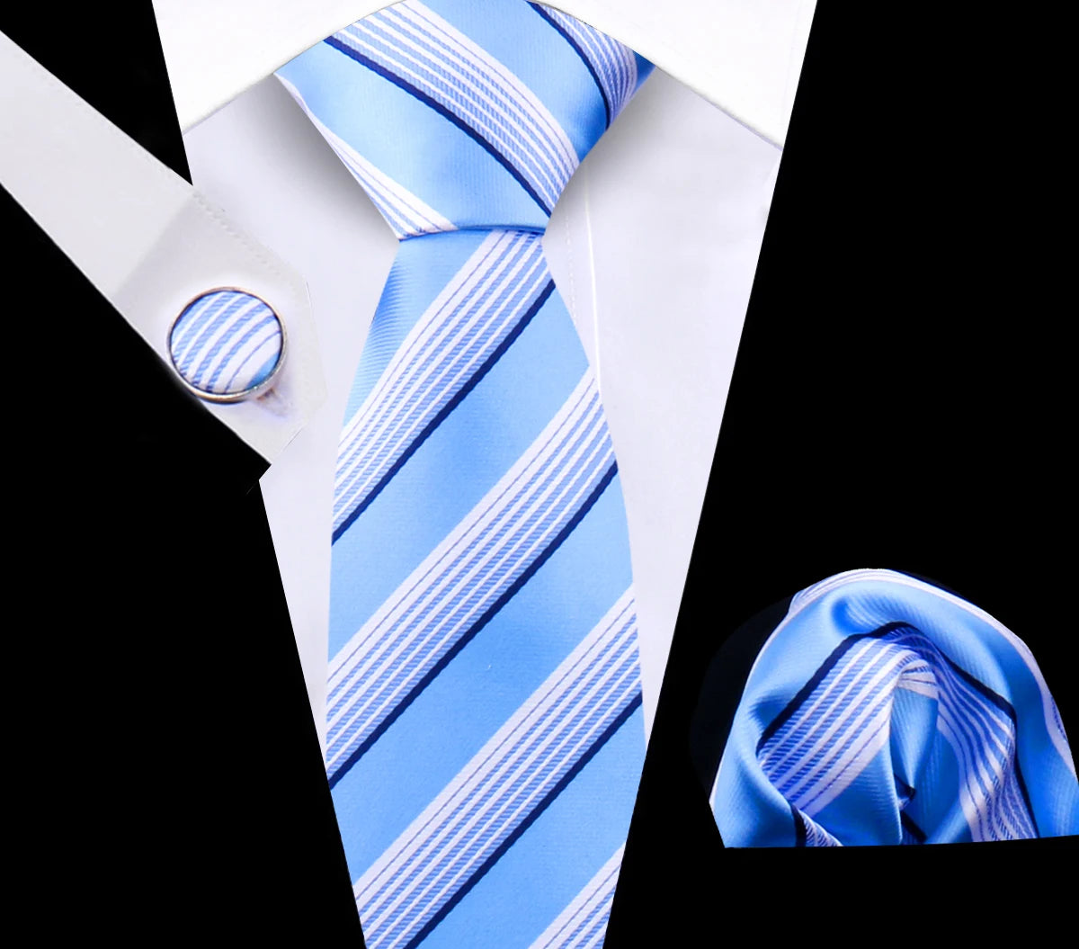Luxury Plaid Tie For Mens Necktie Handkerchief Pocket Square Cufflinks Set Jacquard Woven Ties Wedding Business Accessories