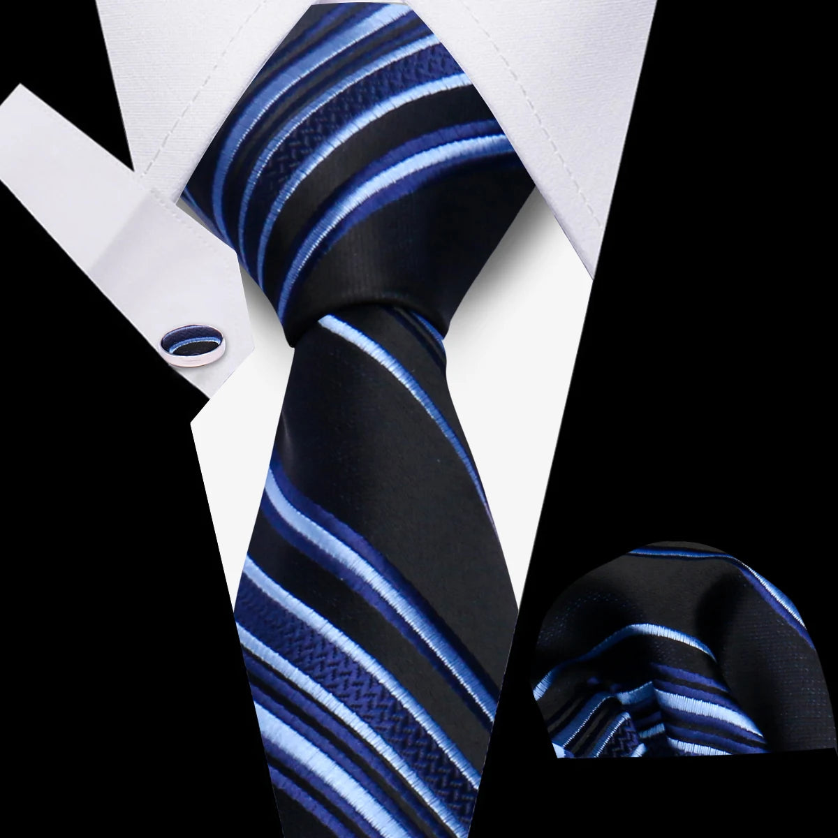 Tie Men Business Necktie Set Classic Plaid Cufflinks Handkerchief For Suit Wedding High Quality 3pcs Ties Sets Formal Gravata