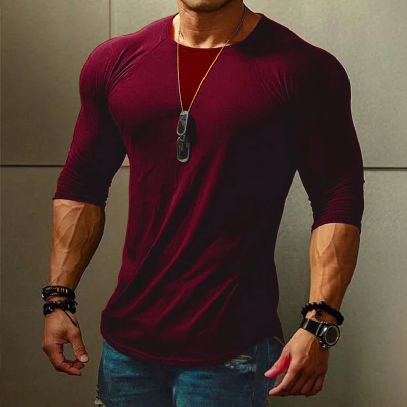 Spring Men Long Sleeve t-Shirt Top Casual White t Shirt For Men Quick Drying Gym Football Tshirt Soild Blouses Tees Male Clothes