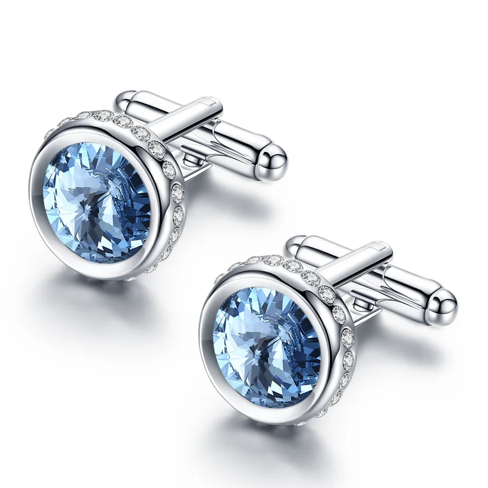 Men's Crystal Shirt Cuff Links Groomsmen Gift for Him Wedding Cufflinks for Men Fathers Husbands and Friends