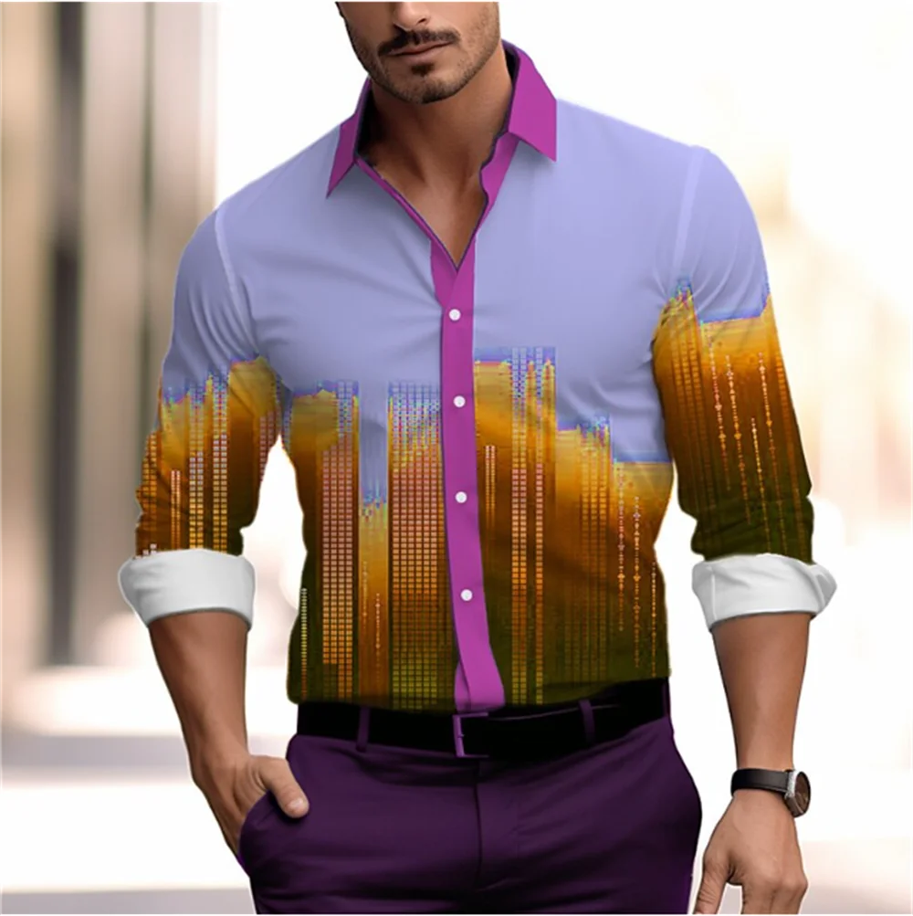 Gradient Men's Clothing Soft and Comfortable Men's Shirt Summer Hawaiian Shirt High Quality Men's Clothing Fashion Button Design