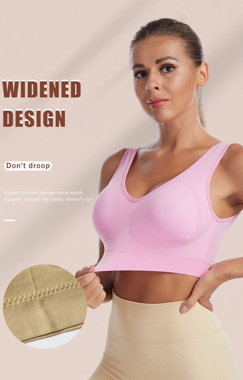 Women Sexy Bra Plus Size Seamless Breathable Brassiere Wire Free Bralette Underwear Comfortable Active Padded Brassiere Crop Top