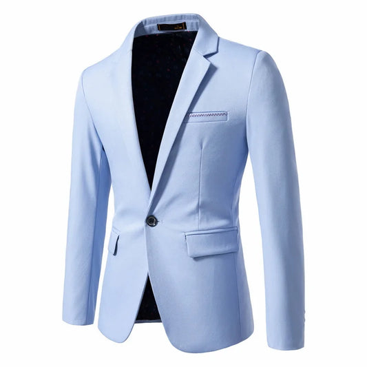 Spring Autumn Men's Single Button Slim Fit Blazers Smart Casual Turn-Down Collar Suit Jacket Men Formal Wedding Blazers Outwear