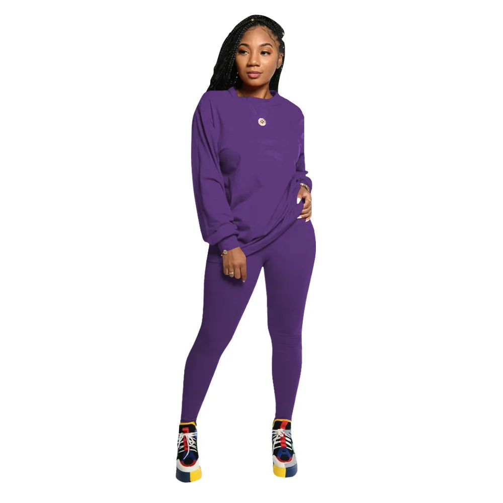 two piece set women 2 piece set stacked leggings clothes for women outfits stacked pants tracksuit female fall clothes 2024