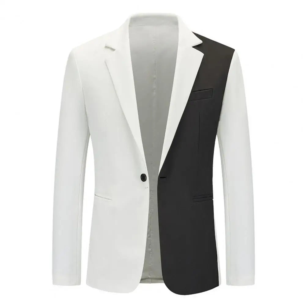 Men Coat Single Button Suit Jacket Formal Business Men's Suit Coat with Notch Lapel Single Button Closure Slim Fit Men Blazers
