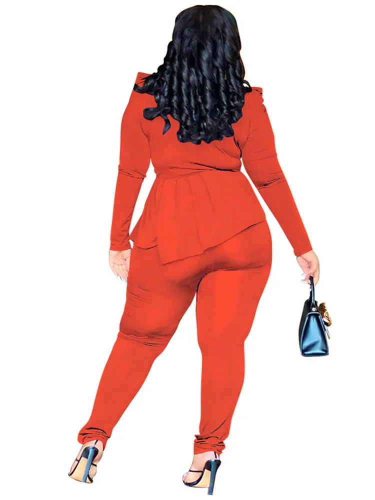 Wmstar Plus Size Two Piece Set Women Clothing Pants Sets Top Leggings Matching Office Lady Fall Clothes