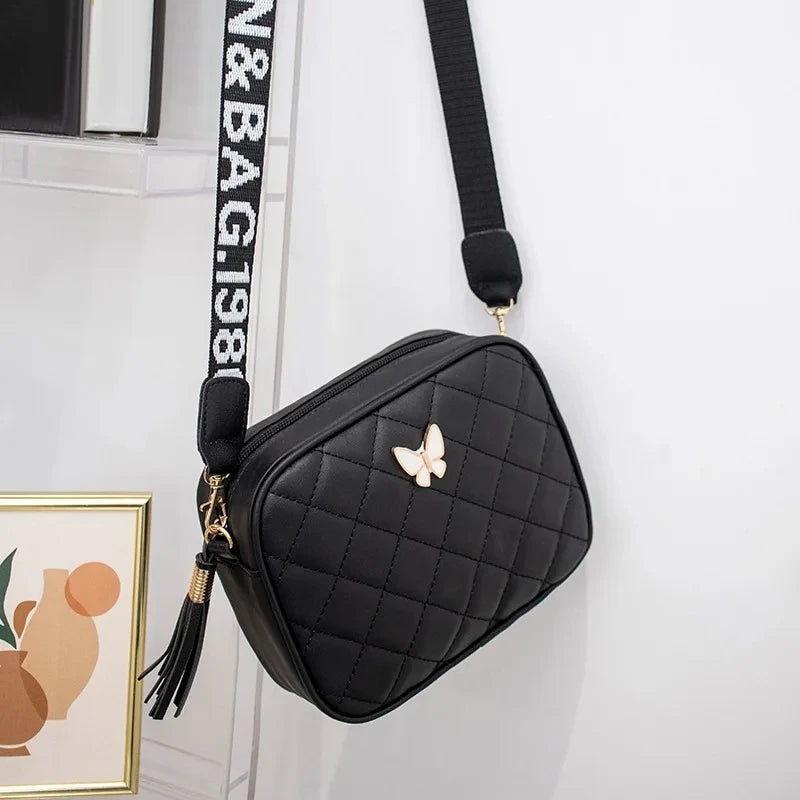 Fashion Hit Color Shoulder Bags for Women Female PU Leather Crossbody Messenger Bags Small Handbag Wide Strap Purse