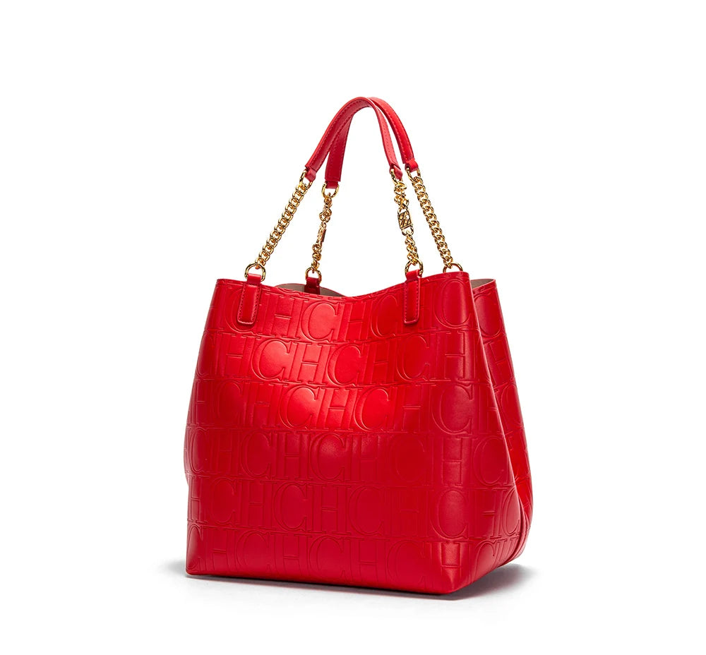 CH Superior Sense of Solid Colour Simple Style Ladies Large Capacity Tote Bag Daily Commuting Fashion Style Ladies Versatile